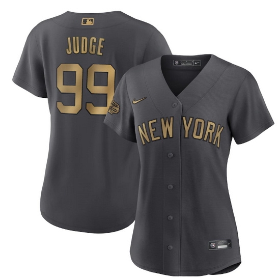 Women New York Yankees 99 Aaron Judge 2022 All Star Charcoal Stitched Baseball Jersey